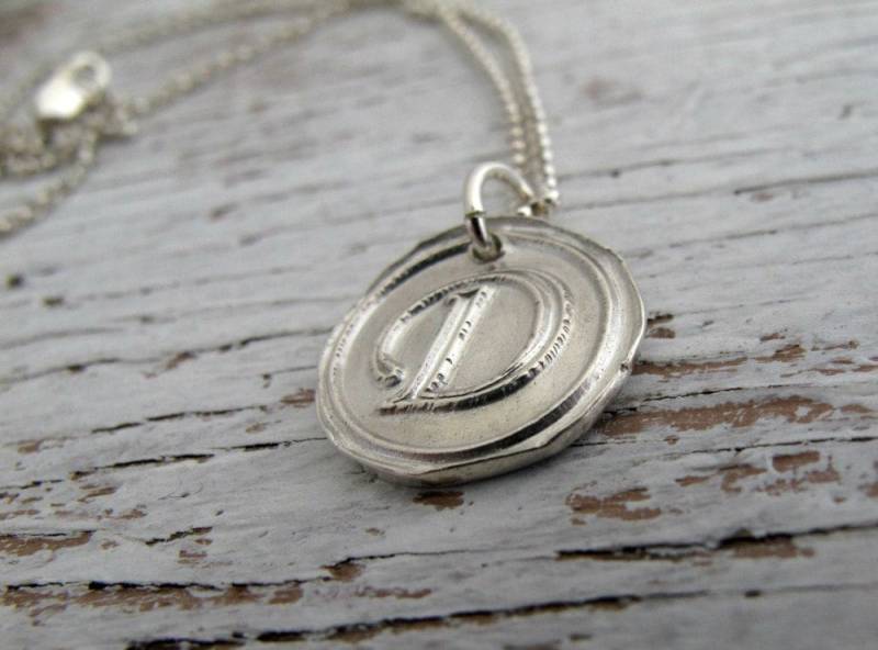 Wachs Siegel Halskette, Feinsilber Anhänger, Hand Gestempelt von designsbydawnrenee