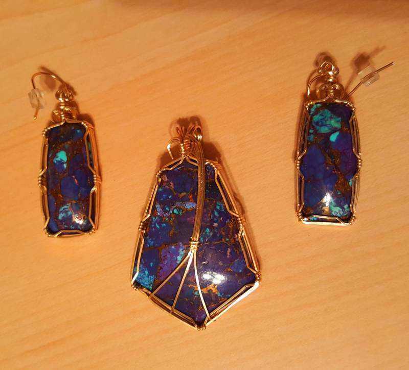 Lila Kingmanturquoise Anhänger Und Ohrring Set von designsbymelanie1