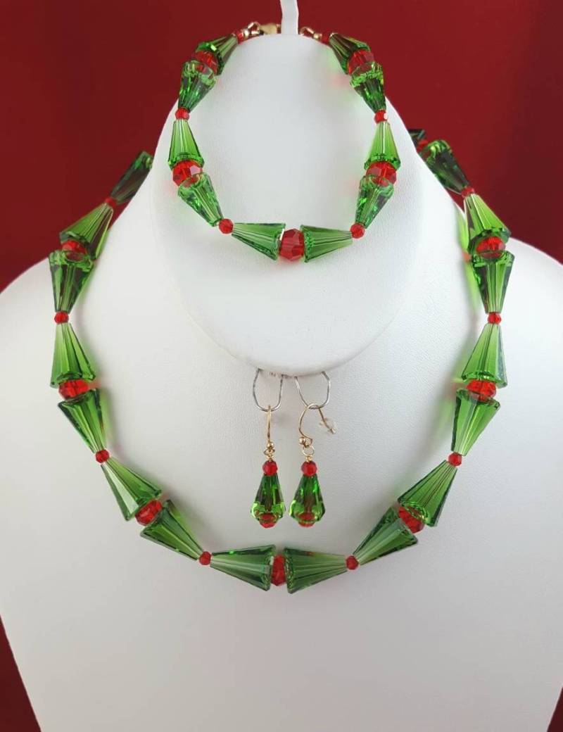 Swarovski Crystal Weihnachtsbaum Halskette Und Ohrringe Set von designsbymelanie1