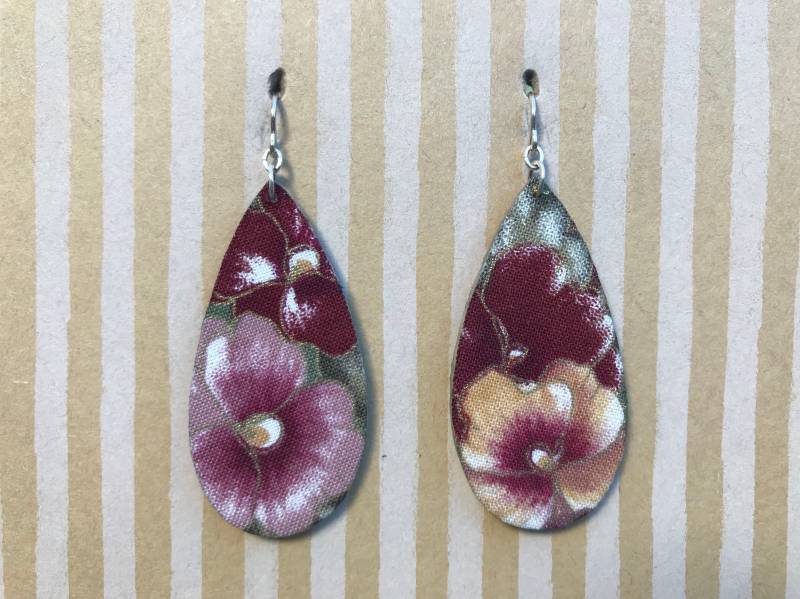 Leichte Stoff Ohrringe Ohrringe, Große Rote Tropfen, Rot Und Orange Stiefmütterchen, Sterling Silber Ohrhaken Leichte Stoff Ohrringe Ohrringe, Große Rote Tropfen, Rot Und Orange Stiefmütterchen, Sterling Silber Ohrhaken von designsbywenia