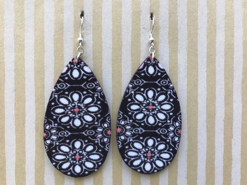 Leichte Stoff Ohrringe Ohrringe, Übergroße Braune Tropfen, Kaleidoskop, Sterling Silber Ohrhaken von designsbywenia