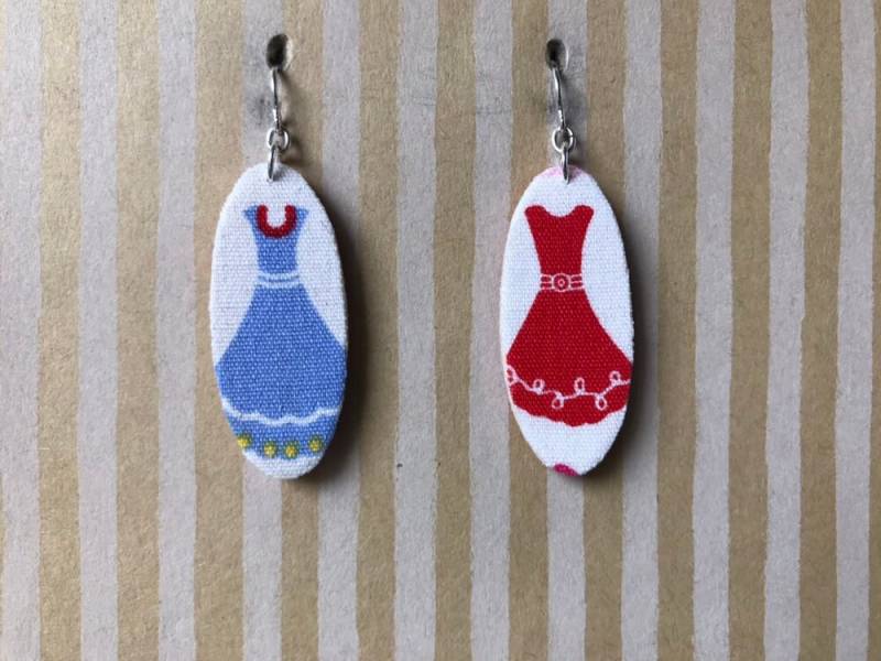 Leichter Stoff Baumeln Ohrringe, Weiße Oval Mit Partykleider, Sterling Silber Ohrhaken von designsbywenia