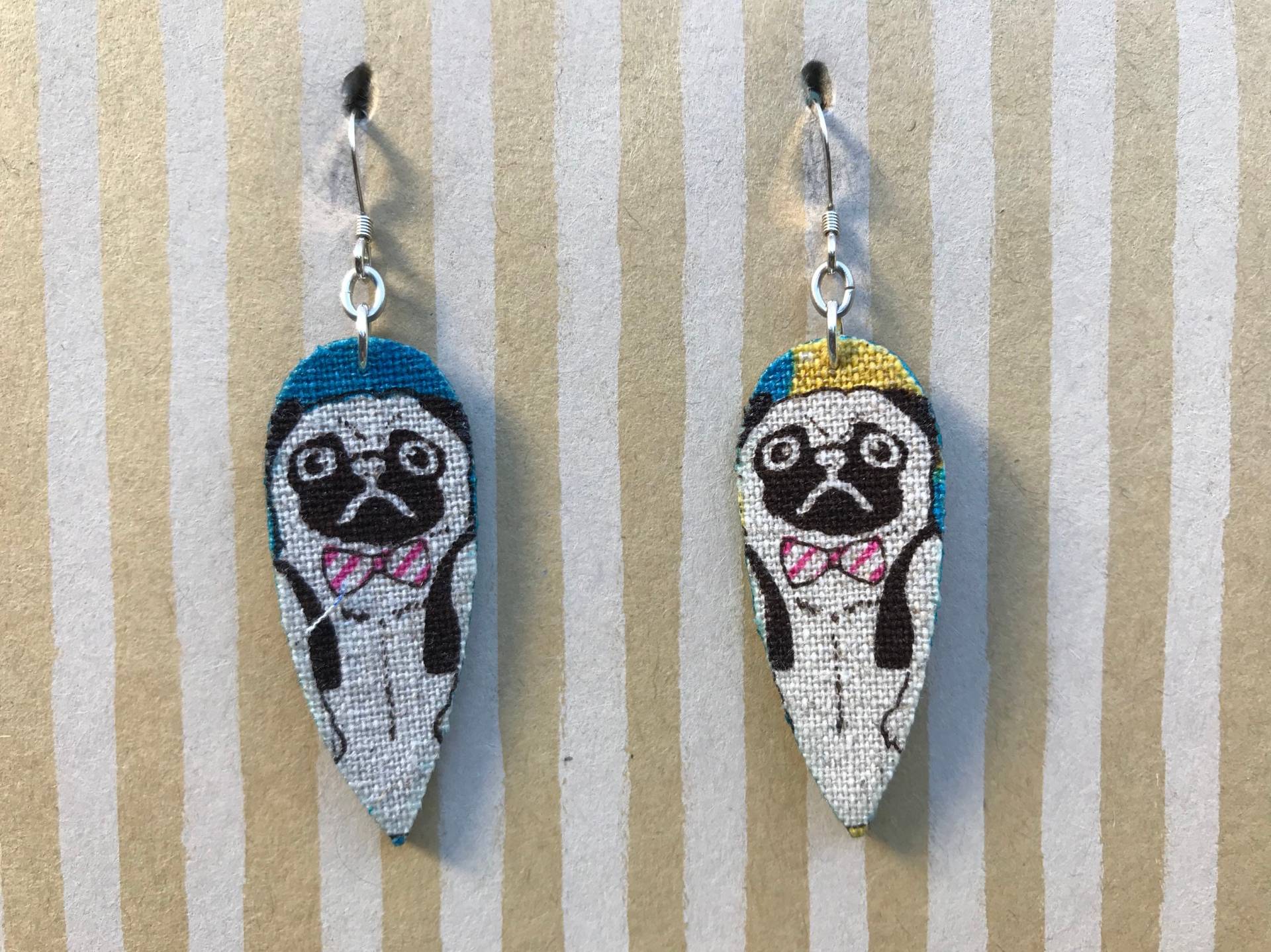 Leichtes Gewebe Baumelnde Ohrringe, Umgekehrter Tränengas Mit Käfig Bogenbinde, Sterling Silberohrie, Hundeliebhaber-Geschenk, Blätter-Besitzer von designsbywenia