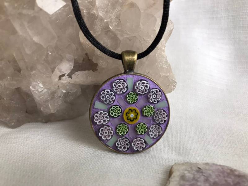 Mosaik Antike Bronze-Farbe Anhänger-Kreis Mit Glas Und Millefiori von designsbywenia