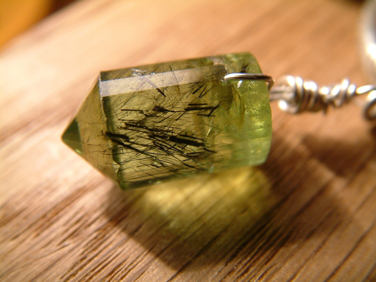 Seltene Tourmalated Wassermelonen Turmalin Kristall Thai Karen Silber Halskette Gepunzt 999 von designsonbenbecula