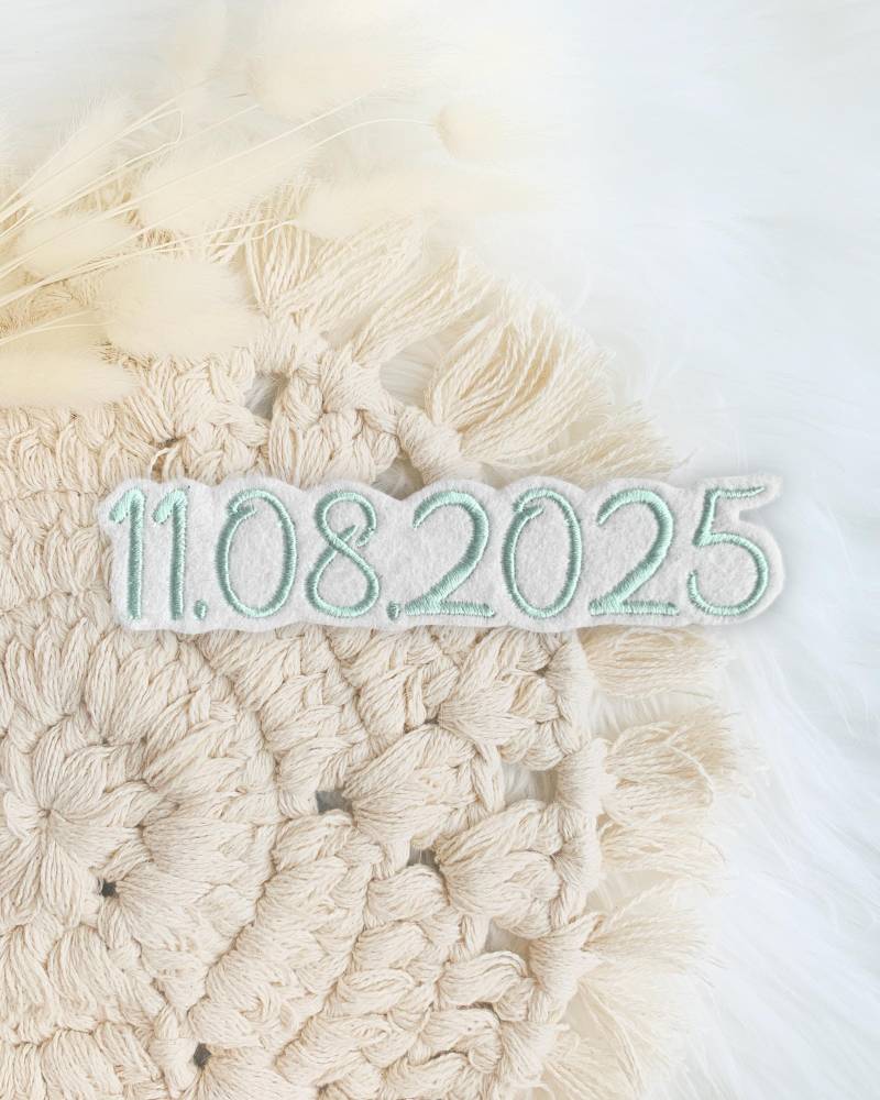 Datum Zum Aufbügeln | Schrift 3 Bügelbild Applikation Weißes Filz Patch |Einschulung Schultüte Einschulungsdatum Geburtsdatum von designxmina