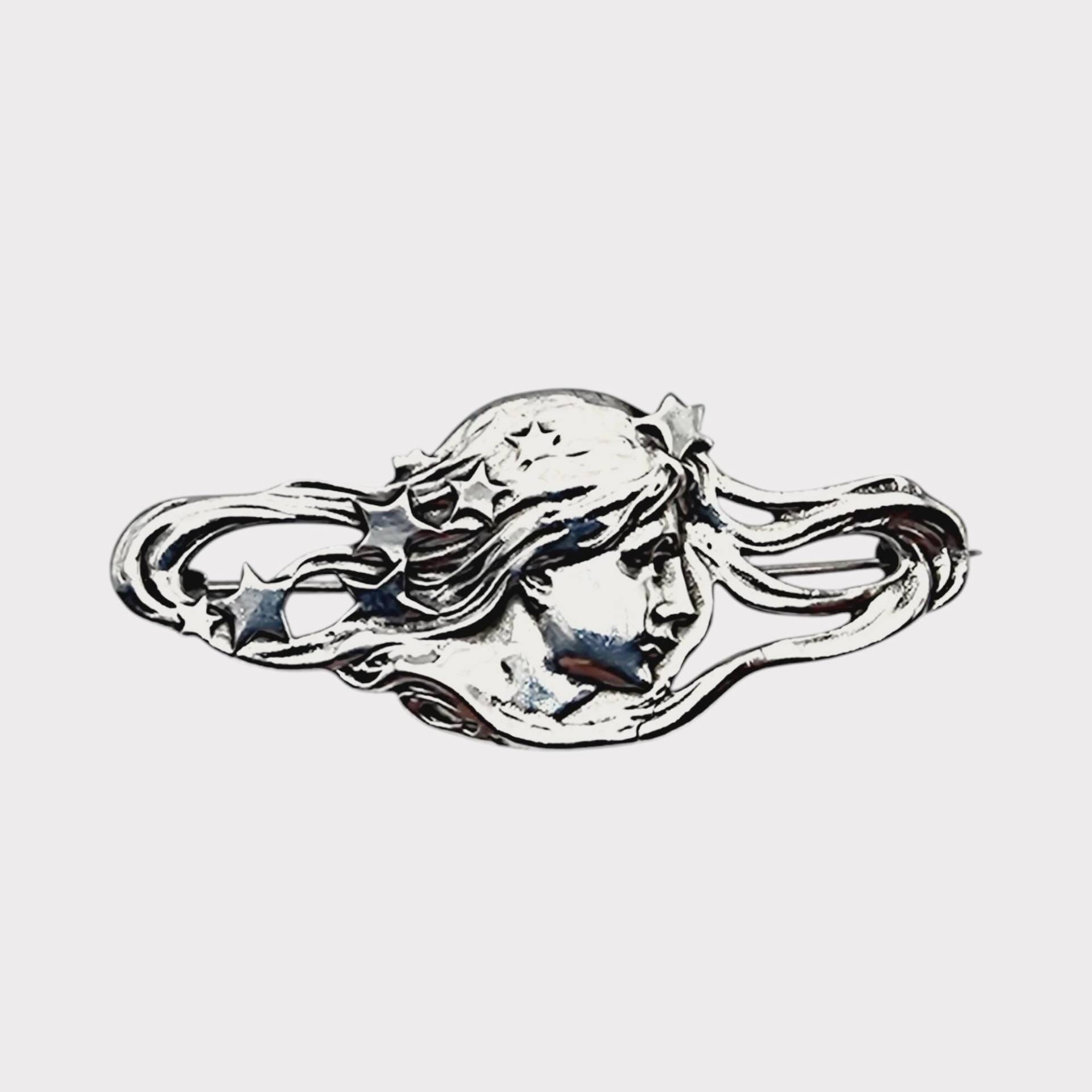 Art Nouveau Lady Liberty Brooch - Sterling Silver 925 Antique C.1905 von detaschmuck