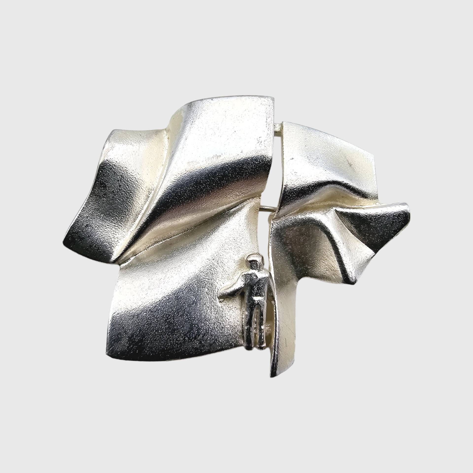 Björn Weckström For Lapponia "stranger On Lo" Silver Brooch | Finland 1987 Space Series Modernist Designer Jewelry von detaschmuck