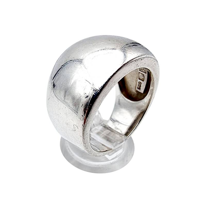 Bold Silver Dome Ring - Wide Vintage Minimalist Design 11.4G Modernist Statement Band | Eu 61 | Us 9.5 von detaschmuck
