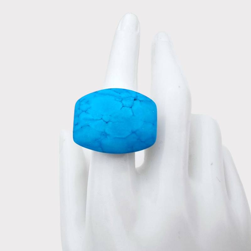 Bold Turquoise Sterling Silver 925 Statement Ring - Vintage Modernist Design, Size 55 | Us 7.25 von detaschmuck