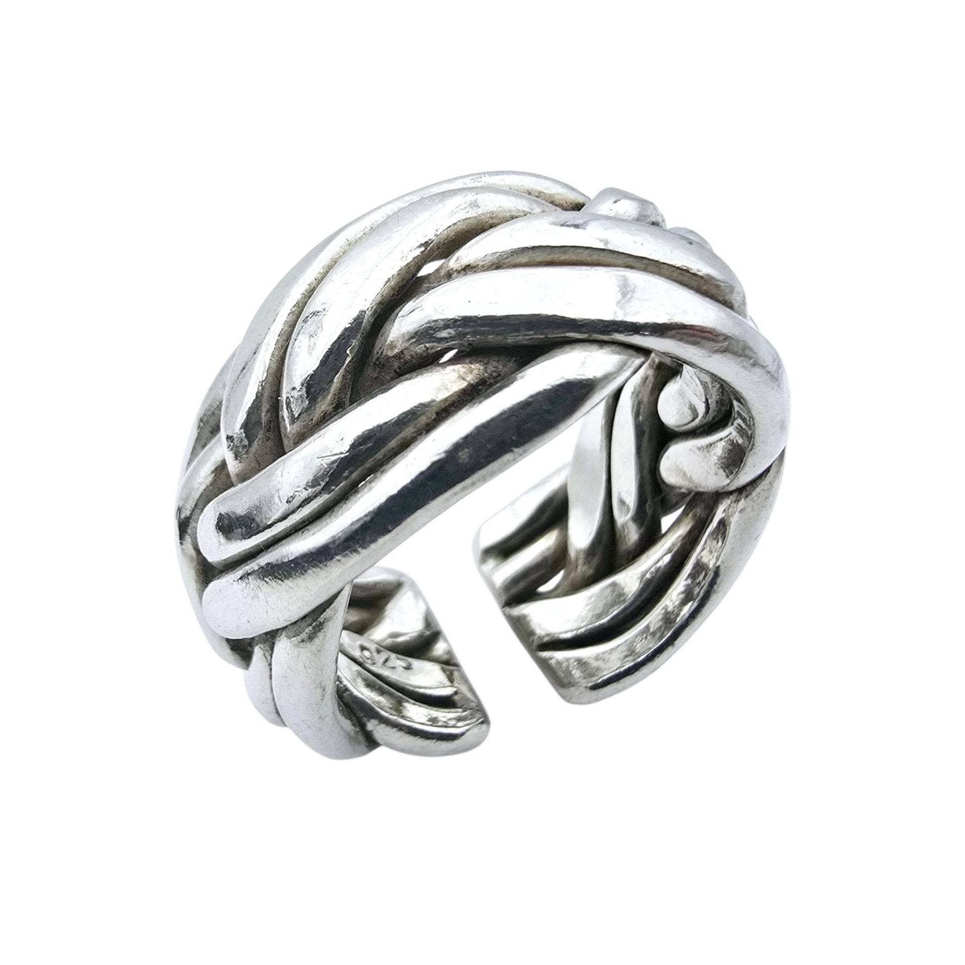 Bold Woven Sterling Silver Statement Ring | Size 64 Us 10.5 Adjustable - Heavy Vintage Design 24G Solid von detaschmuck