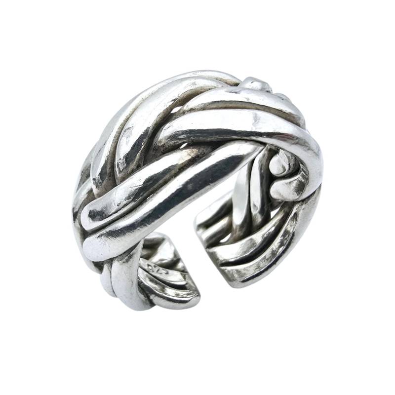 Bold Woven Sterling Silver Statement Ring | Size 64 Us 10.5 Adjustable - Heavy Vintage Design 24G Solid von detaschmuck