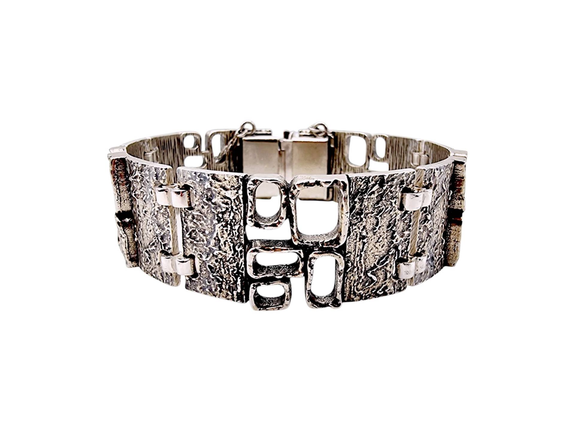 Brutalist Silver Bracelet | Heavy 57G Vintage 1970S Geometric Modernist Design von detaschmuck