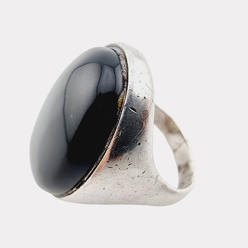 Franz Scheurle | Fs Big Vintage Onyx Silver Ring, Size 55.5 von detaschmuck
