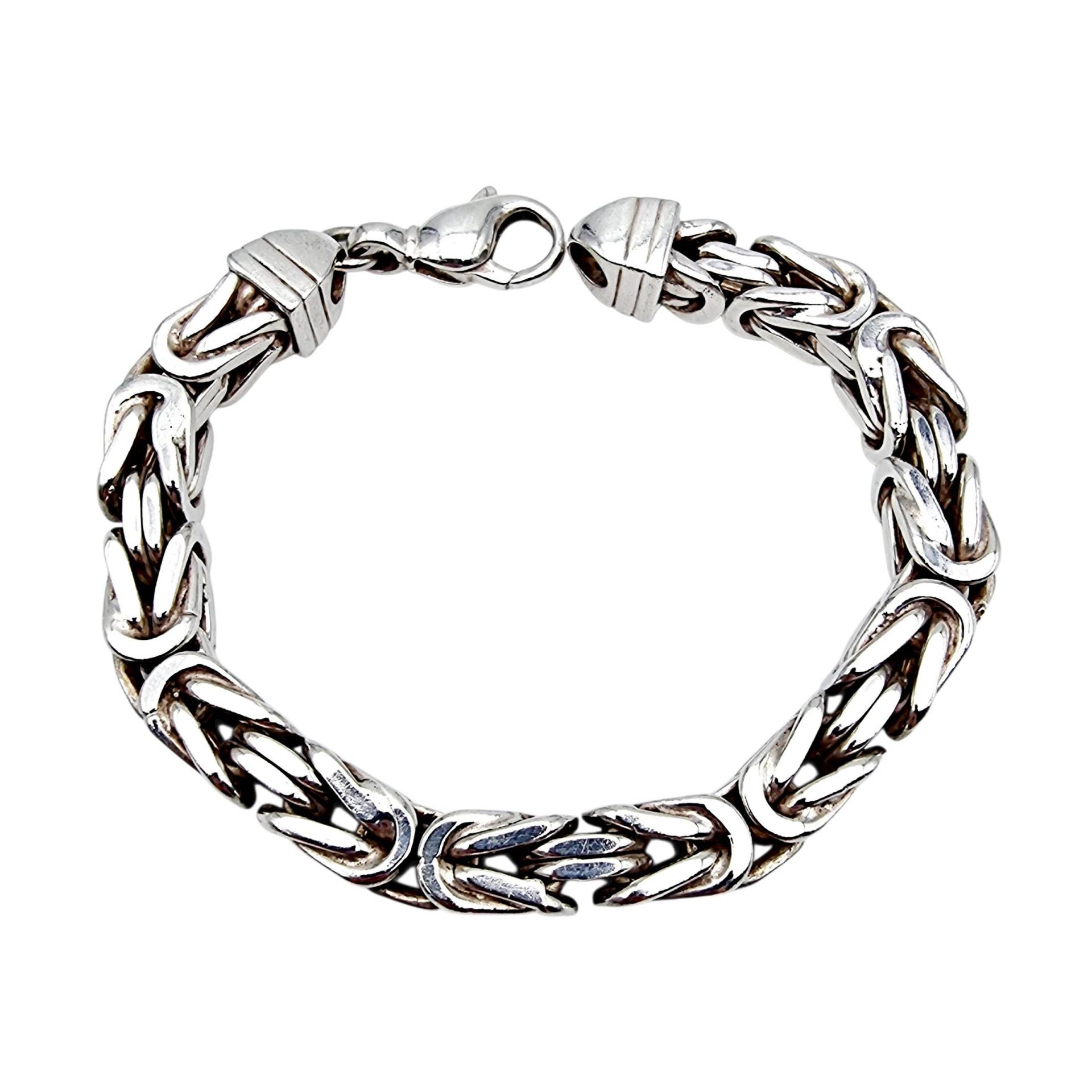 Heavy Byzantine Silver Bracelet 89.6G, 22cm, Wide 11mm, Solid 925 Chain Link Jewelry For Men von detaschmuck