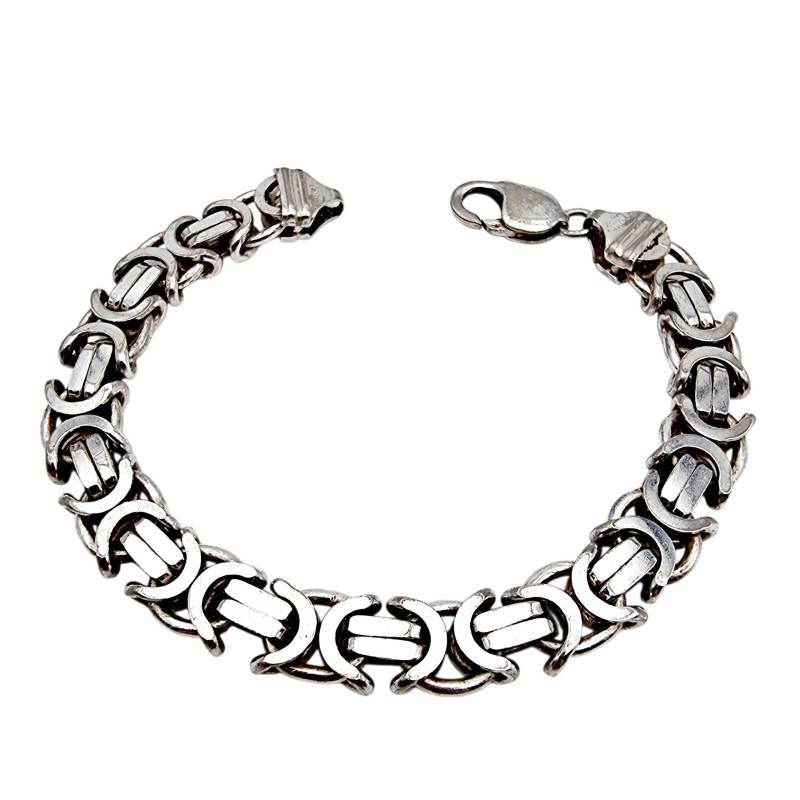 Heavy Italian Silver Chain Bracelet | Industrial Men's Design 45.75G 21cm Width 11mm Vintage 1980S | Italy von detaschmuck