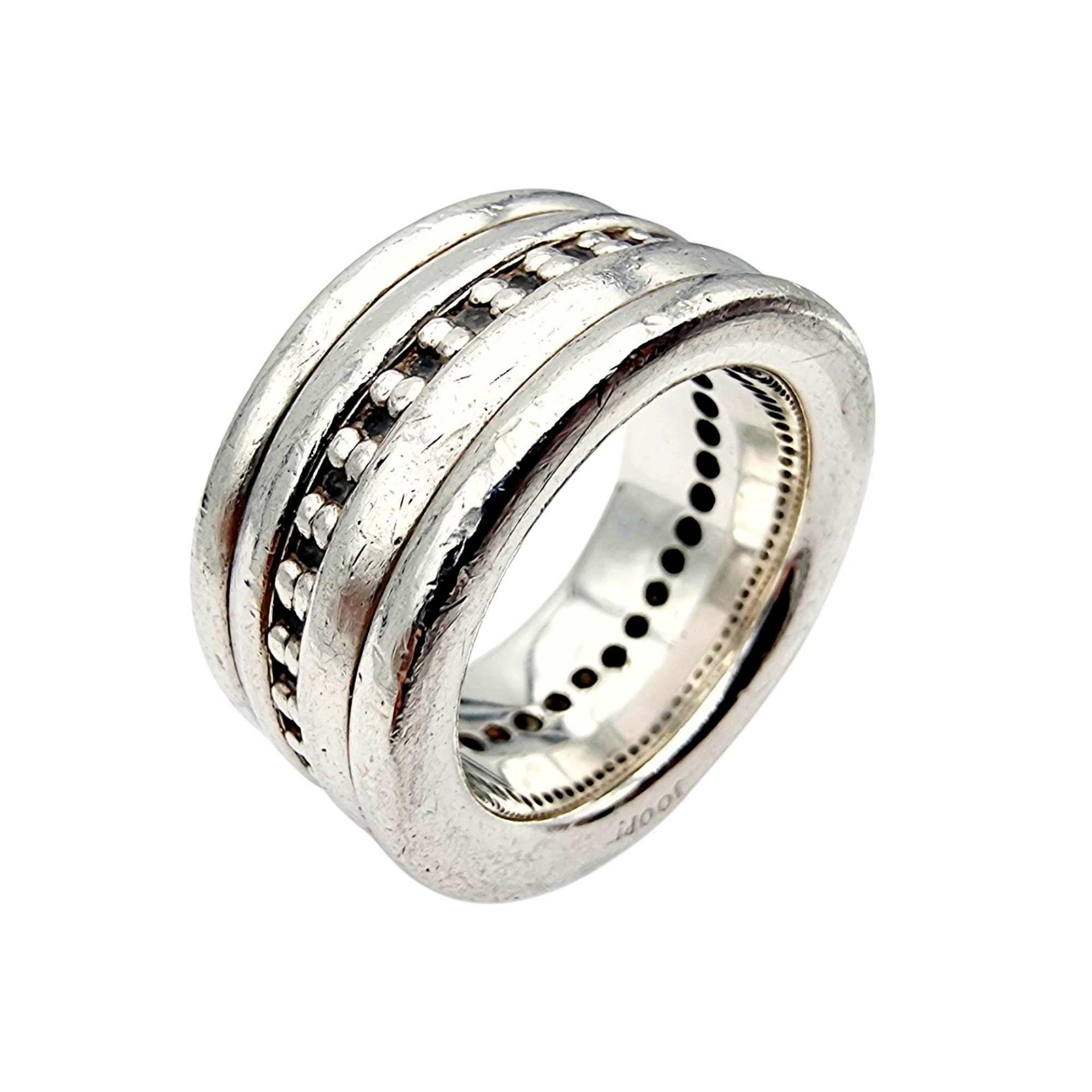 Heavy Spanish Designer Joop 925 Sterling Silver Band Ring - Size 57 | Us 8 Textured Wide | 27.16G von detaschmuck