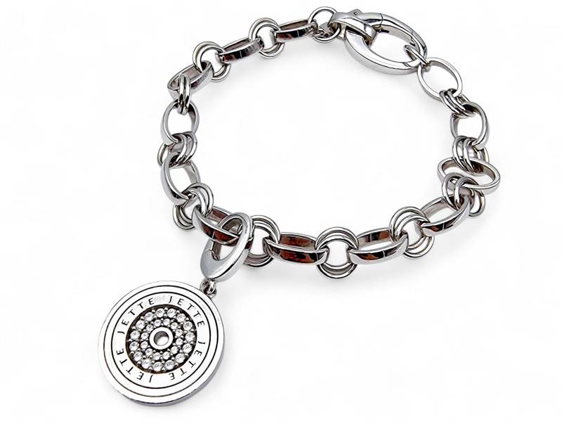 Jette 925 Silver Designer Charm Bracelet With Sparkling Cz Pendant - Bold Modern Statement Chain Authentic Jette Joop Jewelry von detaschmuck