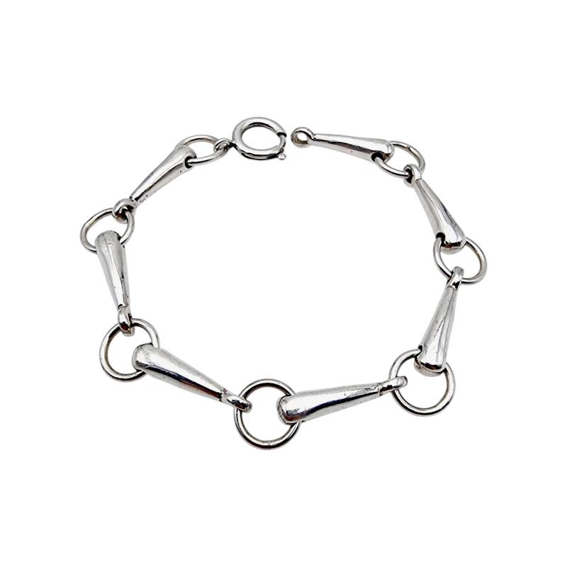 Minimalist Silver Bracelet 21G - Modern Linked Design 19cm Length 1990S Style 925 Hallmark von detaschmuck