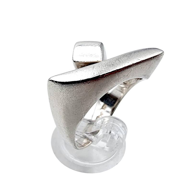 Modernist Silver Ring - Sculptural Minimal Design Eu 60 | Us 9.25 Bold 7.39G Statement von detaschmuck