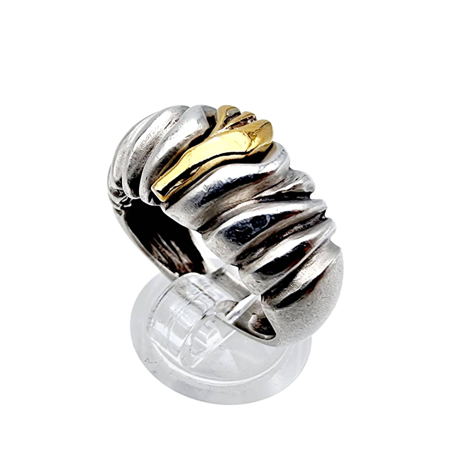 Modernist Silver Ring With Gold Accent - Sculptural Organic Design, Eu 56 | Us 7.5, 8G, 1980S Statement Jewelry Modernist Silver Ring With Gold Accent - Sculptural Organic Design, Eu 56 | Us 7.5, 8G, 1980S Statement Jewelry von detaschmuck