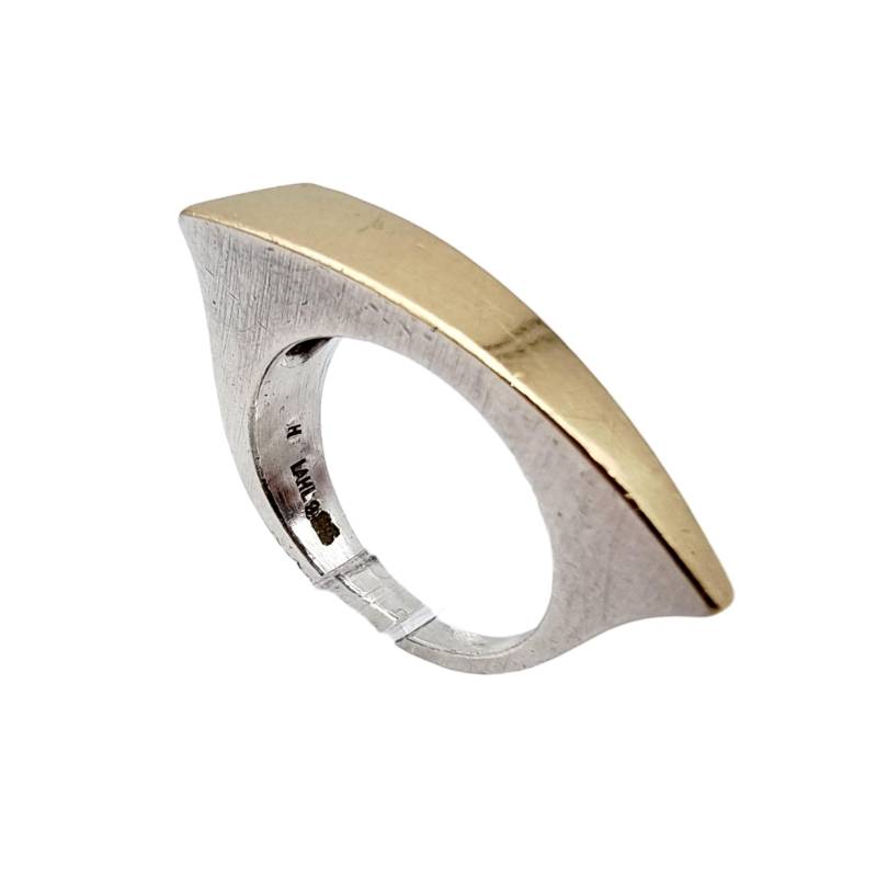 Modernist Silver & Gold-Plated Ring By Lahl - Sculptural Two-Tone Design Eu 53 | Us 6.5 von detaschmuck