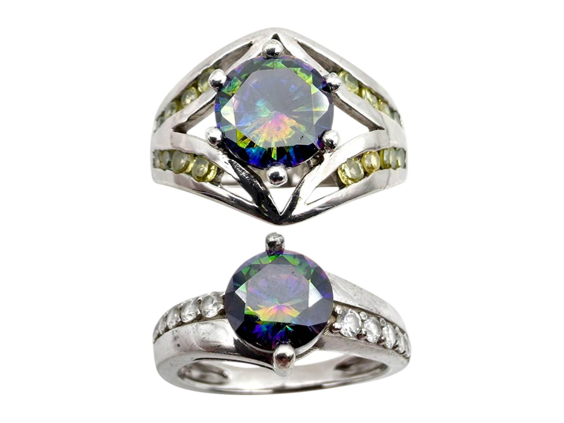 Mystic Topaz & Peridot Silver Ring Set - Colorful Statement Jewelry Eu 55.5 57 | Us 7.5 8 9.7G 925 von detaschmuck