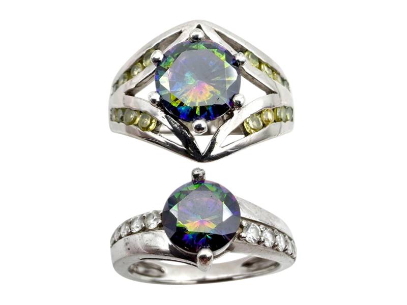 Mystic Topaz & Peridot Silver Ring Set - Colorful Statement Jewelry Eu 55.5 57 | Us 7.5 8 9.7G 925 von detaschmuck