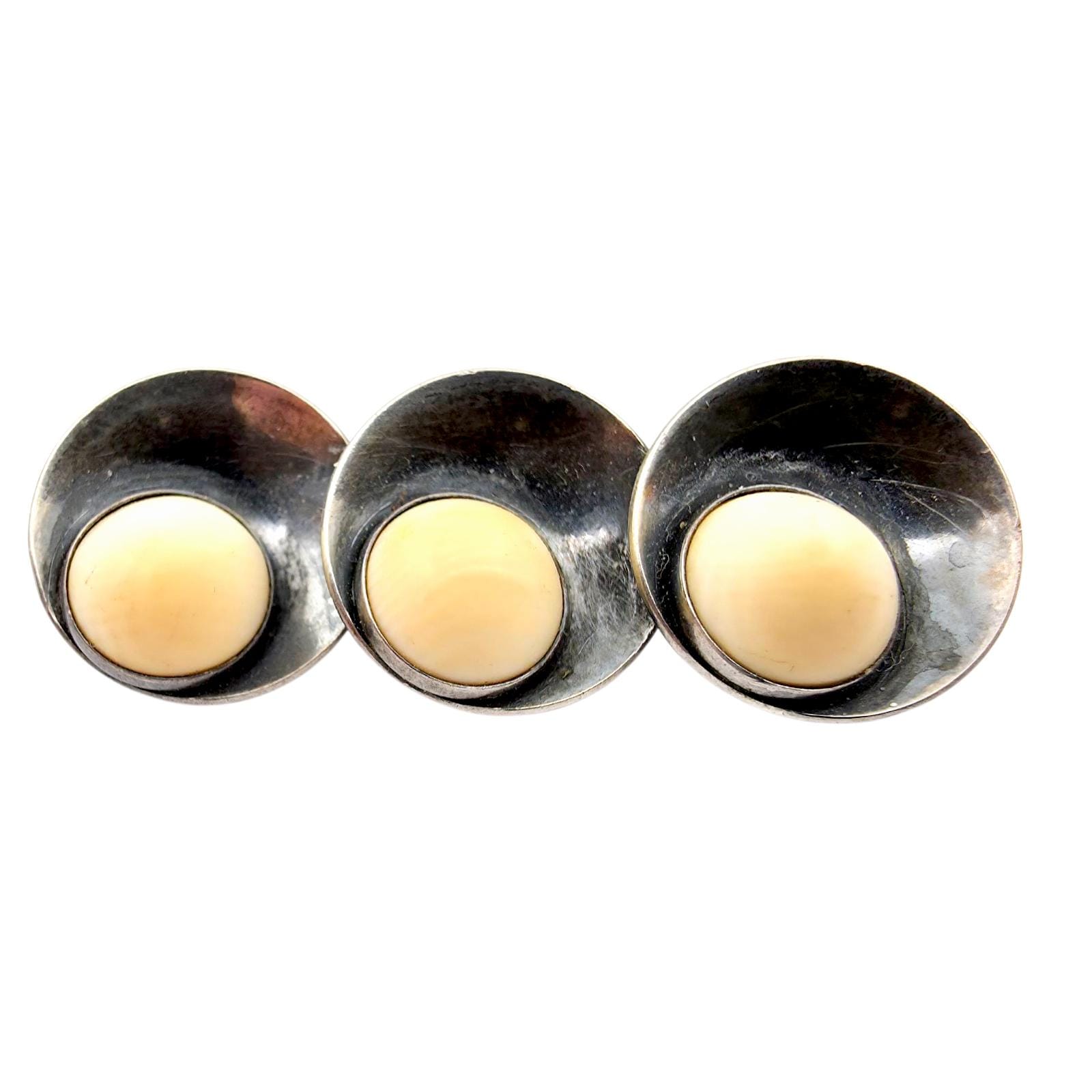 Rare Vintage 1950S Niels Erik From Danish Sterling Silver Brooch With White Onyx - Scandinavian Modernist Jewelry von detaschmuck