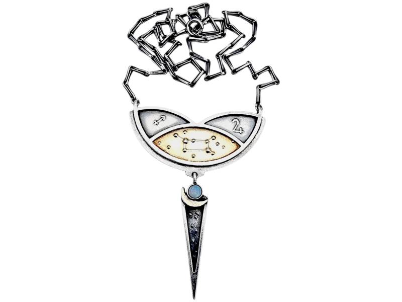 Sagittarius Silver Zodiac Pendant With Moonstone - Astrological Modern Necklace Constellation Jewelry 17G von detaschmuck