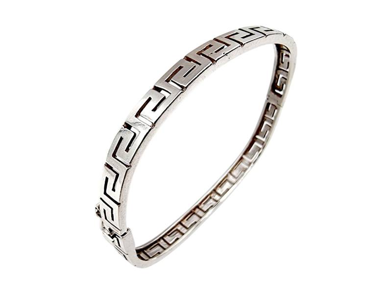 Silver Greek Key Bracelet - 18cm Bangle, 925 Silver, Classic Meander Pattern von detaschmuck