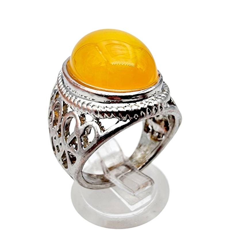Silver Oriental Filigree Ring With Amber Cabochon - Eu 56 | Us 7.5 Vintage-Style Statement Jewelry von detaschmuck