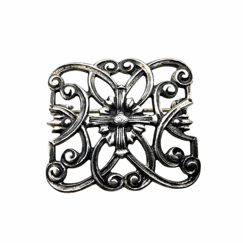 Vintage 1950S Bas Germany 925 Sterling Silver Filigree Brooch - Ornate Floral Scrollwork Design- Gift For Her von detaschmuck