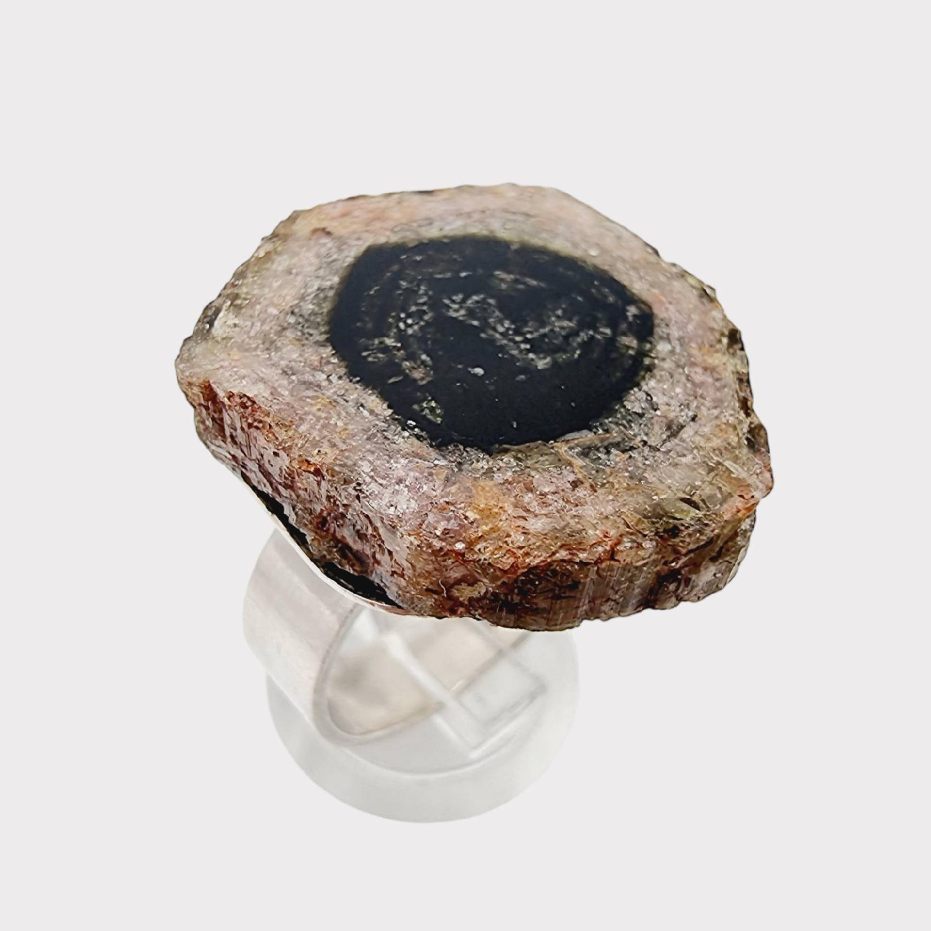 Vintage 800 Silver Statement Ring With Raw Geode Slice, Size 57 | Us 8 von detaschmuck