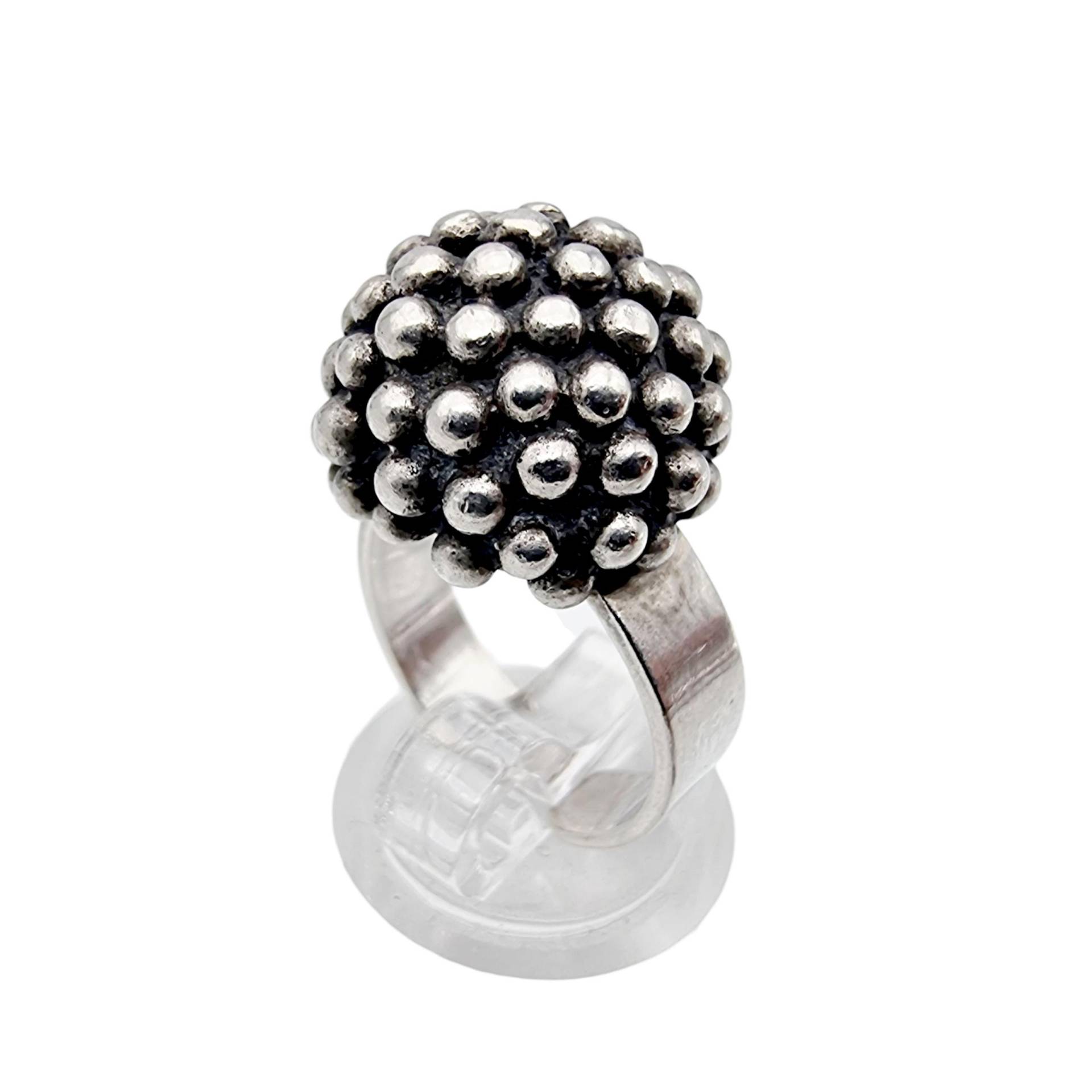 Vintage 835 Silver Bubble Dome Ring - Brutalist Textured Ball Cluster Design cmp Maker 7.5G | Eu 50 | Us 5.25 von detaschmuck