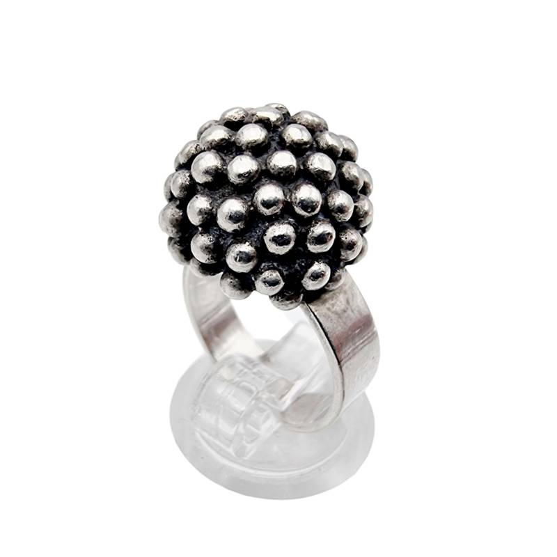 Vintage 835 Silver Bubble Dome Ring - Brutalist Textured Ball Cluster Design cmp Maker 7.5G | Eu 50 | Us 5.25 von detaschmuck