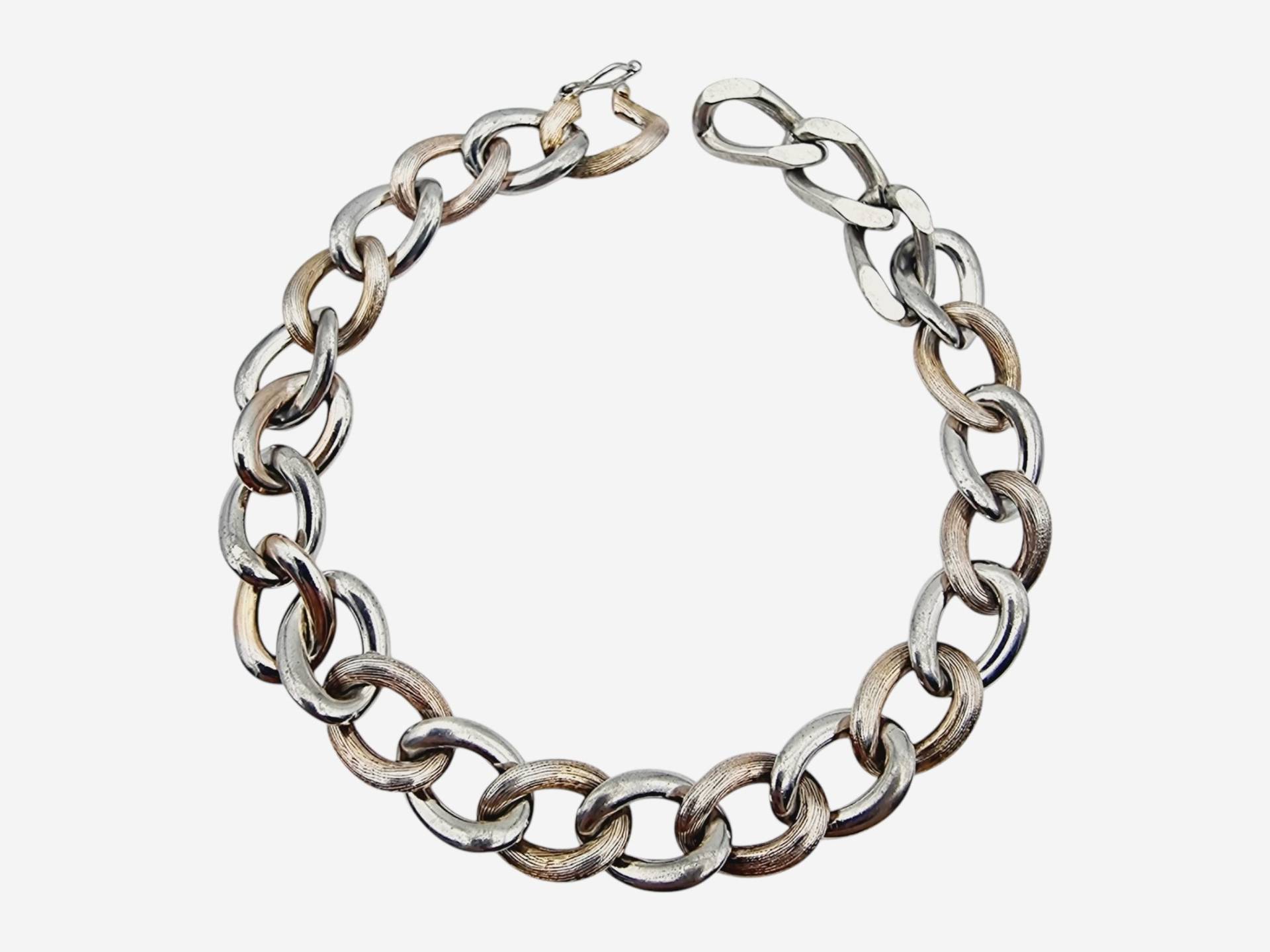 Vintage 835 Silver Chain Bracelet, Statement Jewelry, 22 cm von detaschmuck
