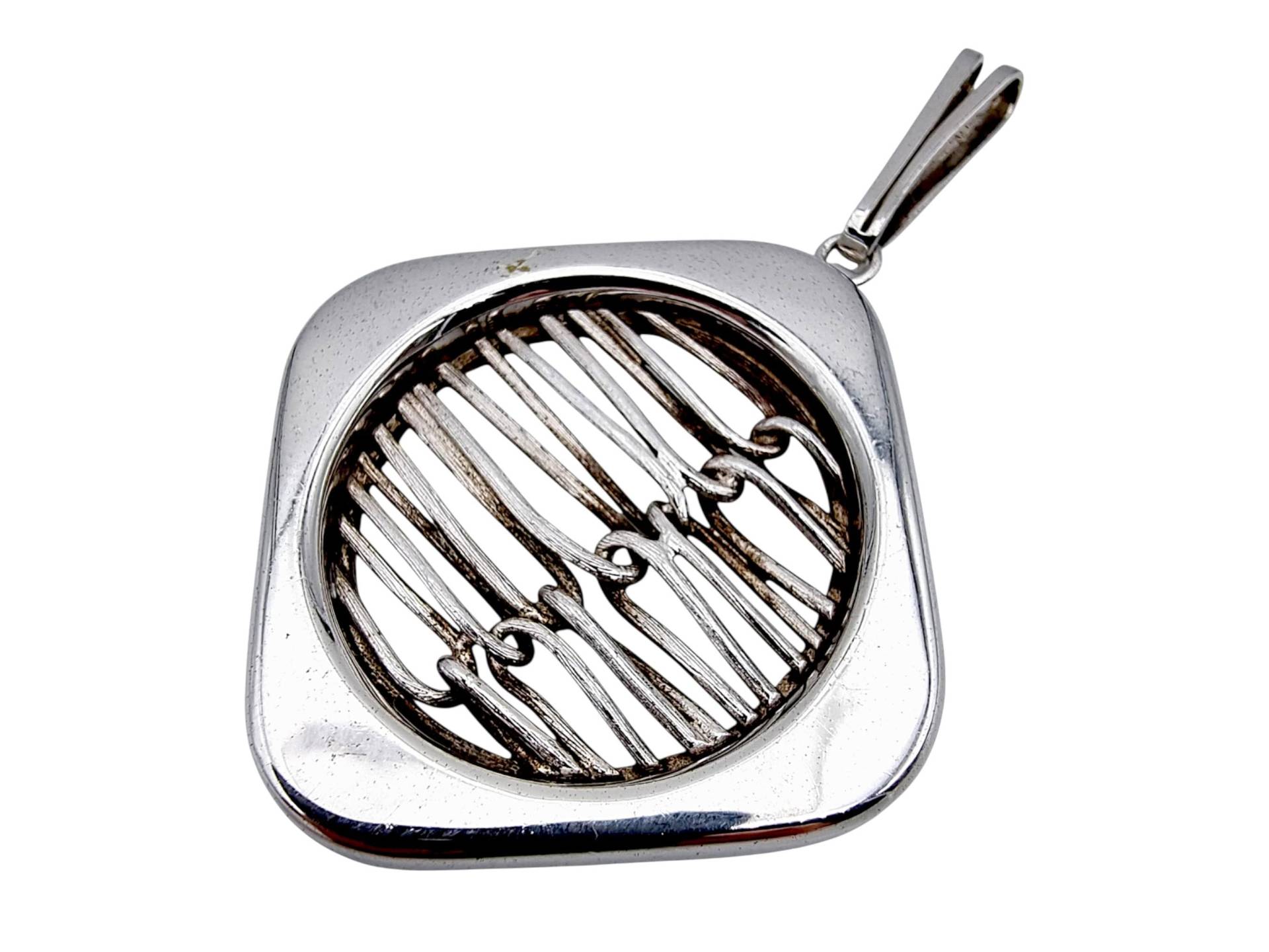 Vintage 835 Silver Modernist Pendant | Geometric Brutalist Design, 41×41mm, 1960S European Jewelry von detaschmuck
