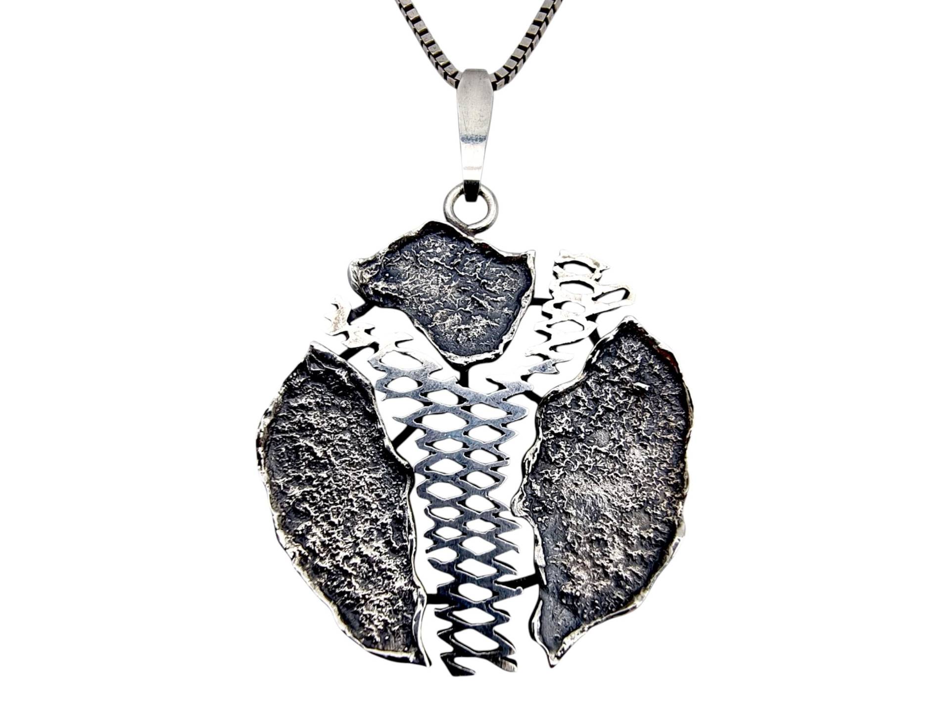 Vintage 835 Silver Pendant By Kordes & Lichtenfels | Brutalist German Design, 1970S Modernist Necklace von detaschmuck