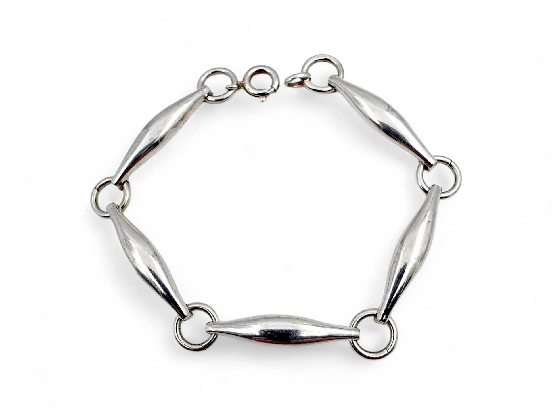 Vintage 925 Silver Modernist Ad Bracelet - Minimalist Oval Link Design, 18cm von detaschmuck