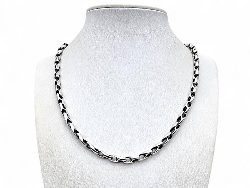 Vintage 925 Sterling Silver Chain Necklace - 39G, 51 cm, Modernist Twist-Link Design von detaschmuck