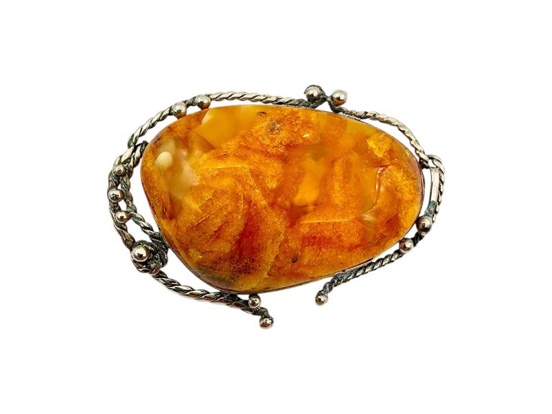 Vintage Baltic Amber Silver Brooch, Natural Honey Cabochon, 1950S-70S Handcrafted Jewelry, Organic Artisan Design Vintage Baltic Amber Silver Brooch, Natural Honey Cabochon, 1950S-70S Handcrafted Jewelry, Organic Artisan Design von detaschmuck