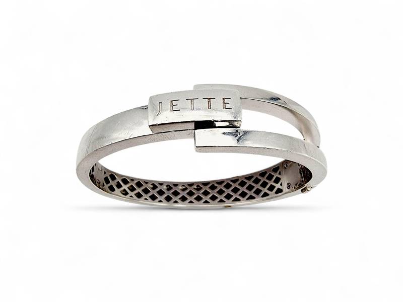 Vintage Bold Jette Designer 925 Sterling Silver Bangle Bracelet - Modern Geometric Design 18cm | 7.1" von detaschmuck