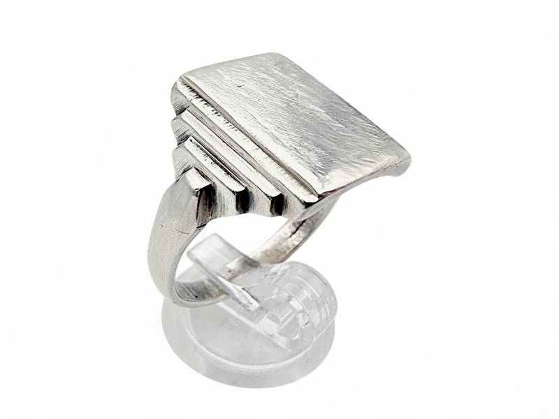 Vintage Brutalist Men's Signet Ring in Silver - Bold Modernist Rectangle Design Eu 67 | Us 12.25 von detaschmuck