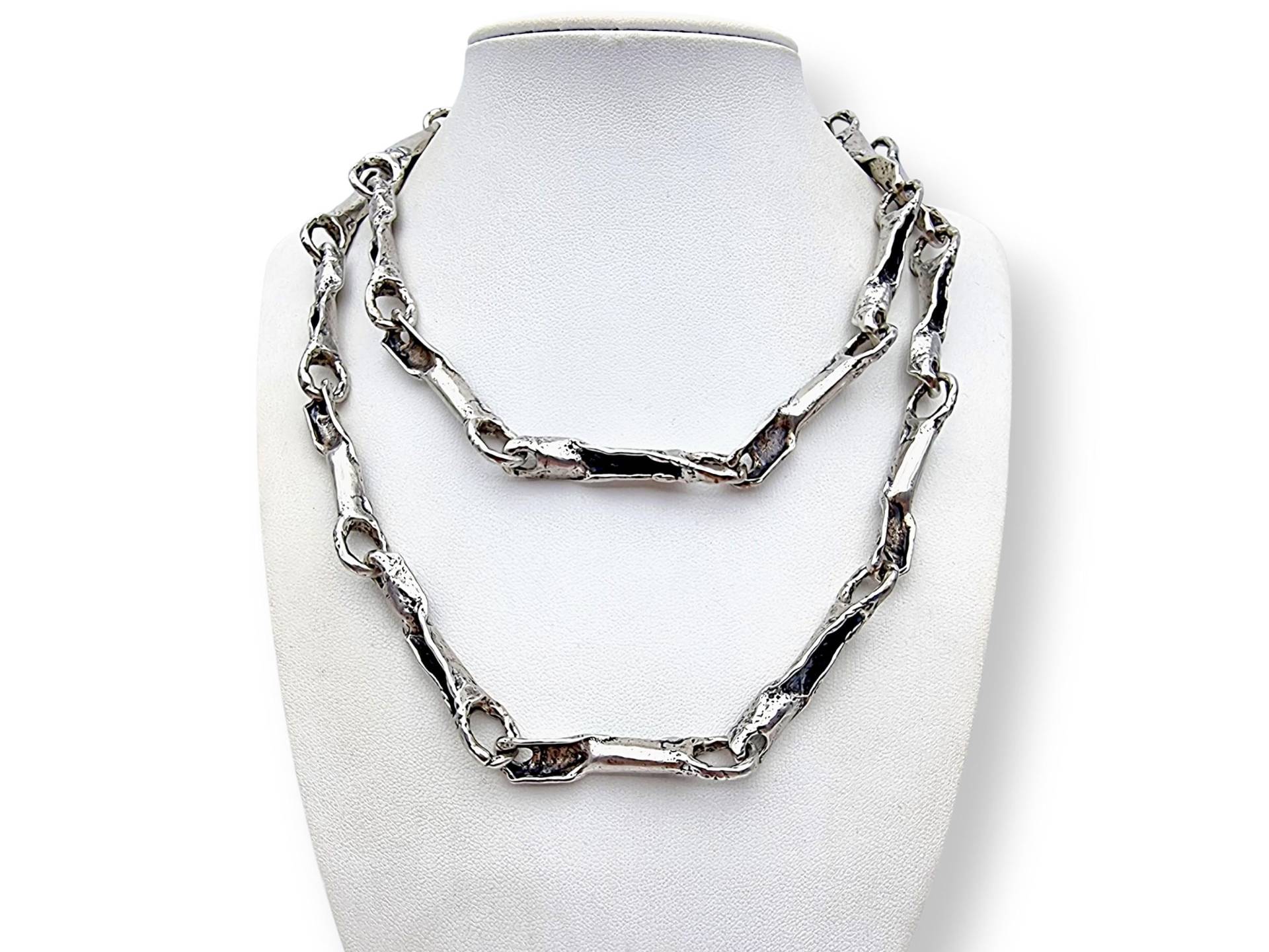 Vintage Burkhard Oly Massive Brutalist Silver Chain Necklace 1970S - Heavy 107G Chain, Sculptural Organic Design, Modernist Jewelry von detaschmuck