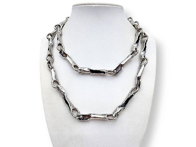 Vintage Burkhard Oly Massive Brutalist Silver Chain Necklace 1970S - Heavy 107G Chain, Sculptural Organic Design, Modernist Jewelry von detaschmuck