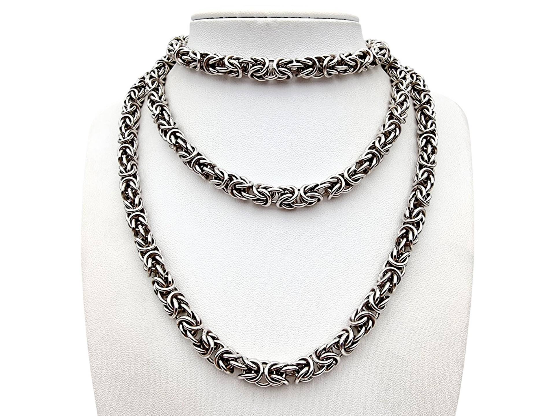 Vintage Byzantine Chain Silver Necklace, Heavy 190G, Long 105cm, 8mm Width - Bold Statement Jewelry von detaschmuck