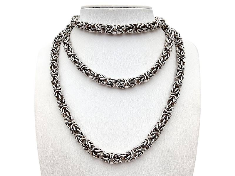 Vintage Byzantine Chain Silver Necklace, Heavy 190G, Long 105cm, 8mm Width - Bold Statement Jewelry von detaschmuck