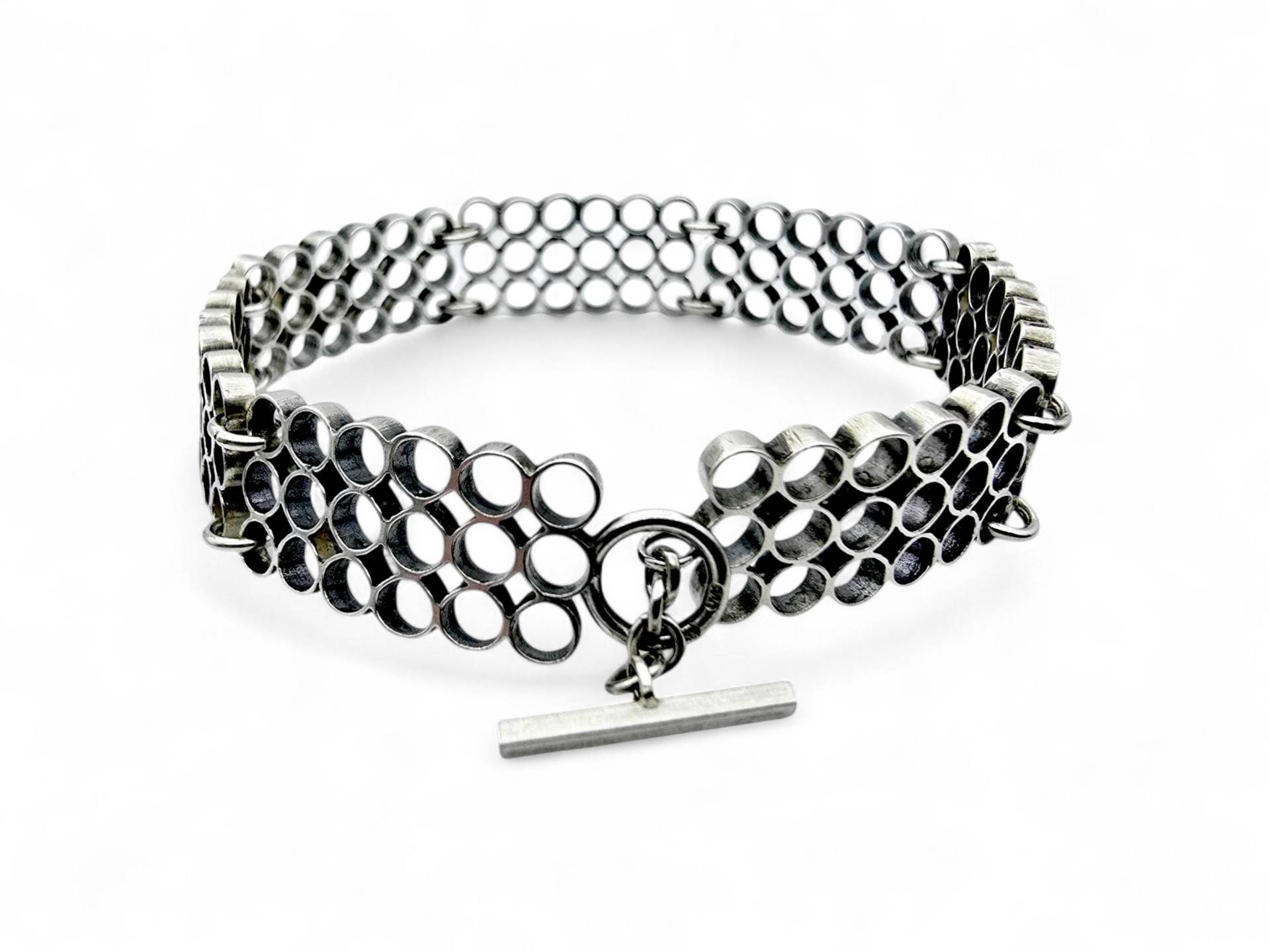 Vintage Designer 800 Silver Modernist Multi-Circle Bracelet With Toggle Clasp, 17 cm Vintage Designer 800 Silver Modernist Multi-Circle Bracelet With Toggle Clasp, 17 cm von detaschmuck