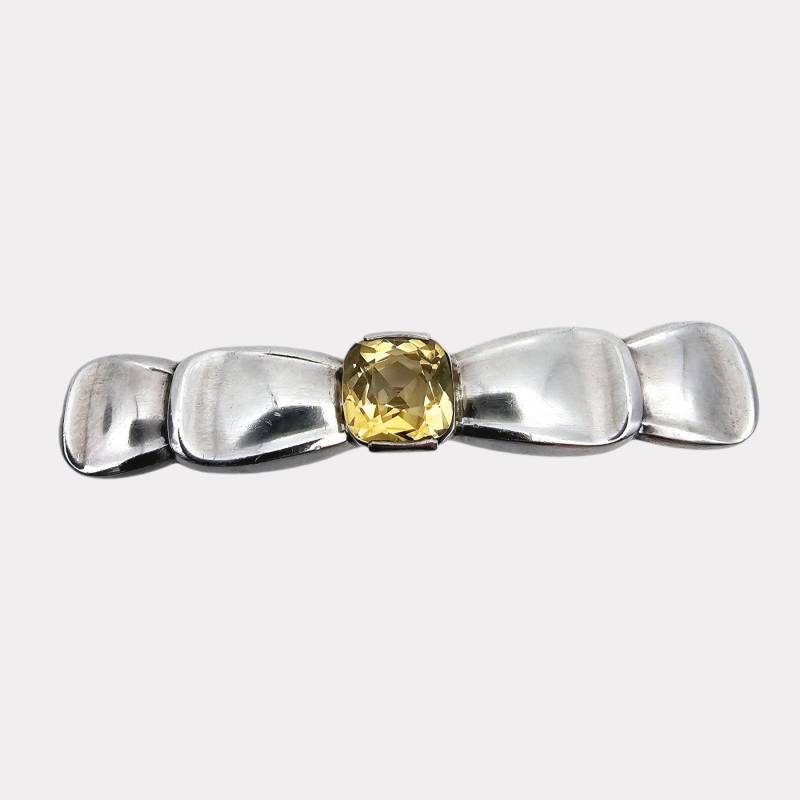 Vintage Designer Citrine Brooch, Mid-Century Modernist Sterling Silver Bow 1960S Handmade Jewelry Vintage Designer Citrine Brooch, Mid-Century Modernist Sterling Silver Bow 1960S Handmade Jewelry von detaschmuck